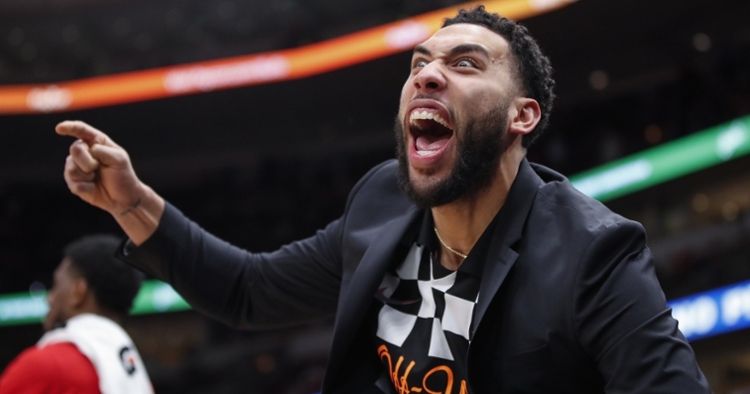 Denzel Valentine with a huge reaction after a bucket (Kamil Kraczynski - USA Today Sports)