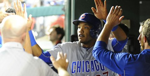 Shortstop Addison Russell led the charge for the Chicago Cubs on Wednesday, going 3-5 at the plate and hitting a crucial two-run home run. - Brad Mill-USA TODAY Sports