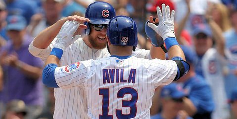 Avila cranked his first homer as a Cubs (Dennis Wierzicki - USA Today Sports)