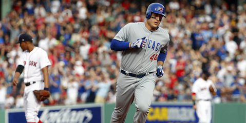By hitting so many crucial home runs, Chicago Cubs first baseman Anthony Rizzo is making an MVP case for himself through the first month of the season. Credit: Winslow Townson-USA TODAY Sports