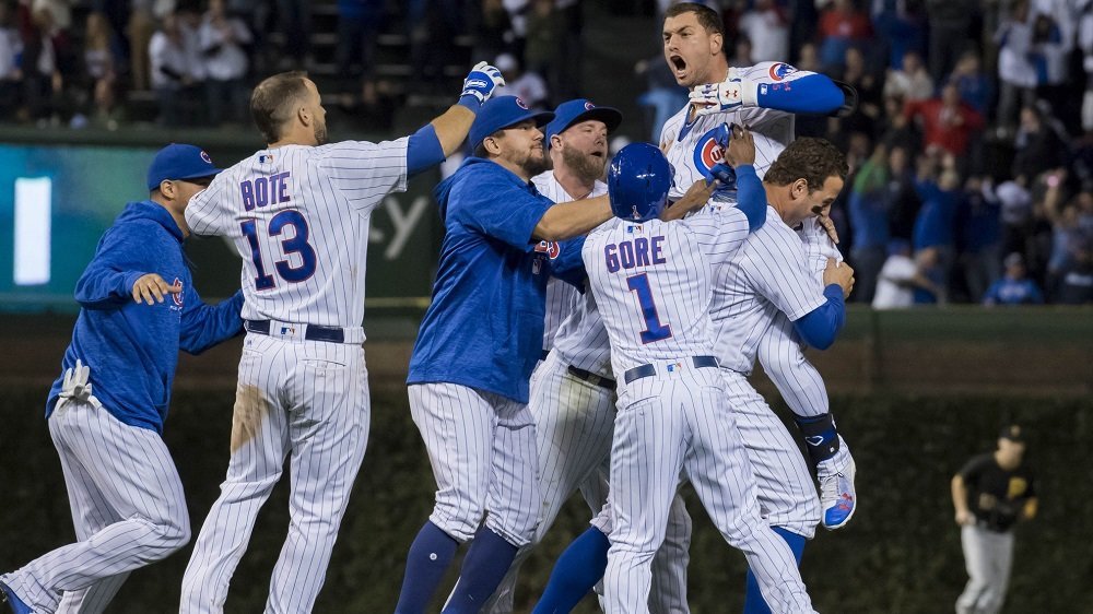 Coming through in the clutch, Albert Almora Jr. swung on an 0-2 count and delivered a game-winning hit. (Photo Credit: Patrick Gorski-USA TODAY Sports)