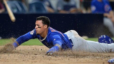 Javier Baez made the most of the San Diego Padres' mistakes on his winning play. (Photo Credit: Jake Roth-USA TODAY Sports)