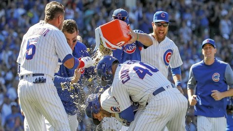 A patient at-bat by David Bote resulted in the Cubs topping the Reds with a base on balls. (Photo Credit: Kamil Krzaczynski-USA TODAY Sports)