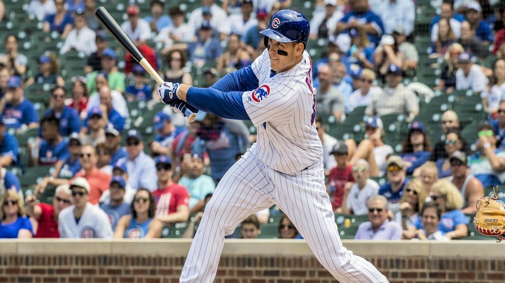 Anthony Rizzo's near-homer on a hit to the warning track in the eighth epitomized the Cubs' sickening loss. (Photo Credit: Patrick Gorski-USA TODAY Sports)