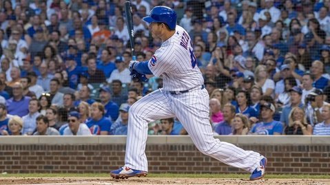 Chicago Cubs first baseman Anthony Rizzo led all batters with three hits on the night. (Photo Credit: Patrick Gorski-USA TODAY Sports)
