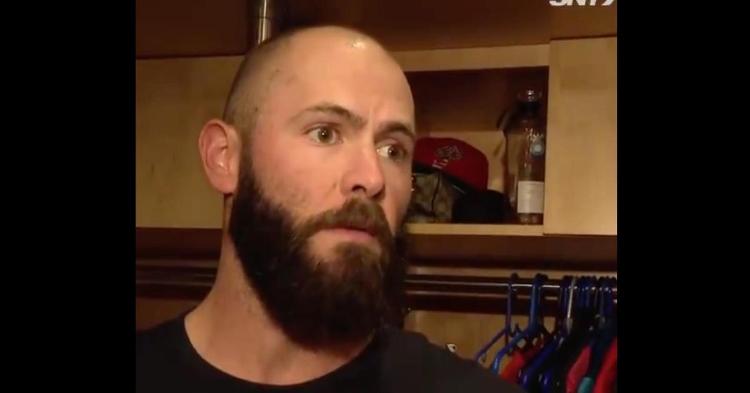While speaking with the media, Jake Arrieta threatened to "put a dent" in Todd Frazier's cranium.