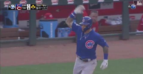 Javier Baez playfully taunted Yasiel Puig while rounding the bases on his grand slam.