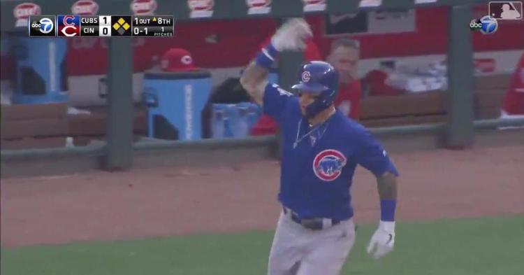 Javier Baez playfully taunted Yasiel Puig while rounding the bases on his grand slam.
