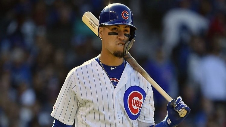 Chicago Cubs' Javier Baez bats against the Philadelphia Phillies