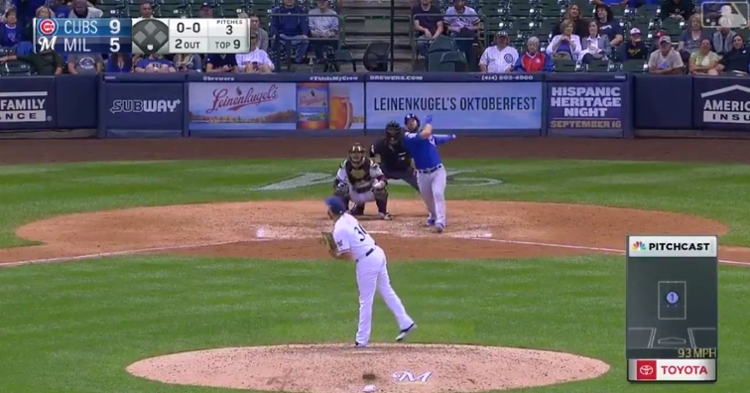 Chicago Cubs infielder David Bote went yard after being promoted from the minor leagues earlier in the day.