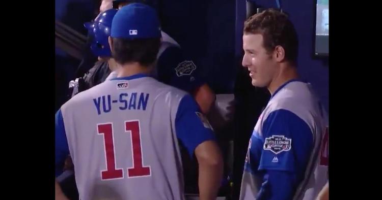Yu Darvish clowned on teammate Anthony Rizzo by imitating Rizzo's unorthodox batting stance.