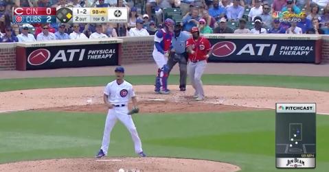 Chicago Cubs right-hander Yu Darvish was fired up after collecting an inning-ending strikeout.