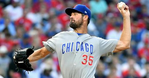 Cole Hamels made it through just two innings pitched before being removed from the game in his Philadelphia homecoming. (Credit: Eric Hartline-USA TODAY Sports)