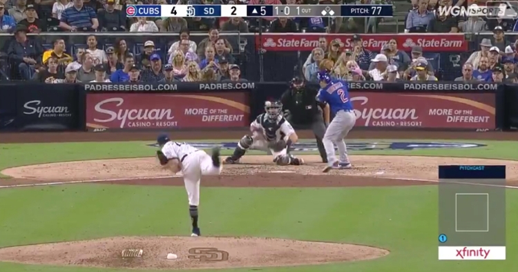 Marking the first extra-base hit of Nico Hoerner's big-league career, a fifth-inning triple increased the Cubs' lead over the Padres.