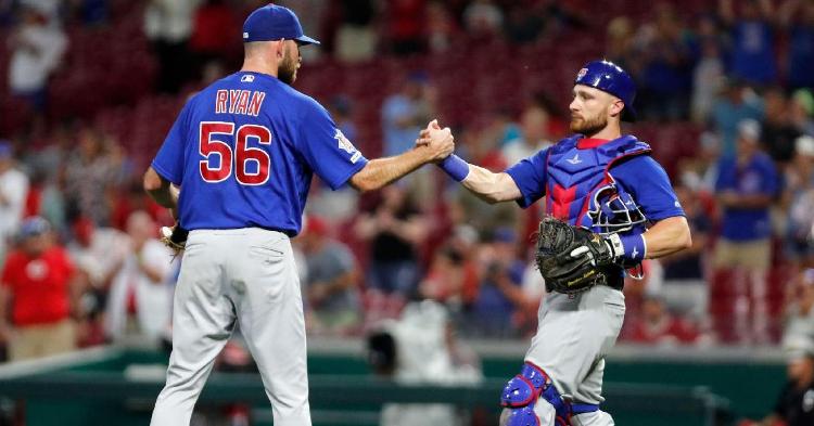 Veteran catcher Jonathan Lucroy (right) showed out in his Chicago Cubs debut. (Credit: David Kohl-USA TODAY Sports)