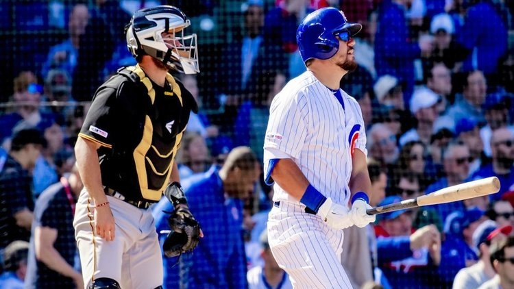 Kyle Schwarber's grand slam made MLB history, as the Cubs became the first team to have all three starting outfielders hit multiple home runs in the same game. (Credit: Patrick Gorski-USA TODAY Sports)