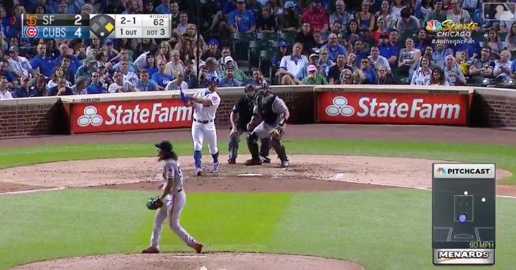 Crushing a 2-run "Schwarbomb" to the opposite field, Kyle Schwarber collected his 29th dinger of the year.