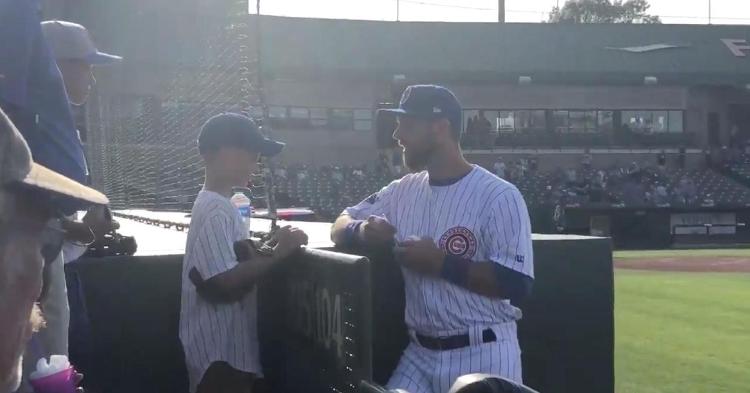 Zobrist with a young fan at South Bend