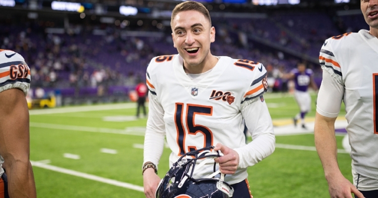 Chicago Bears kicker Eddy Pineiro went 4-for-4 on field-goal attempts, including the game-winning kick. (Credit: Harrison Barden-USA TODAY Sports)