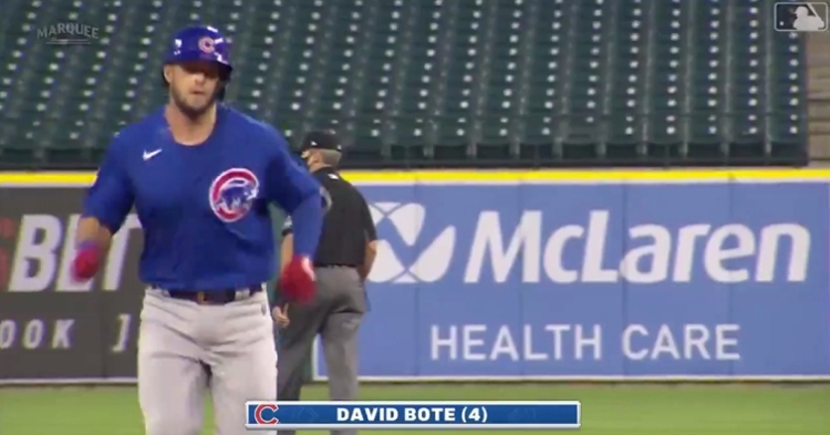 David Bote walloped a mammoth 455-foot home run at Comerica Park on Monday night.