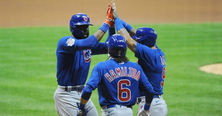 Jason Heyward celebrated his heroic go-ahead home run with a fitting salute. (Credit: Michael McLoone-USA TODAY Sports)