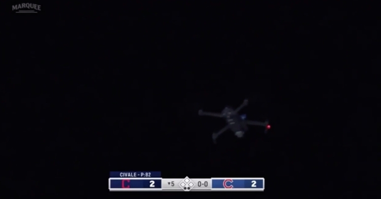 A pesky drone caused a seven-minute delay in the Cubs-Indians game at Wrigley Field on Wednesday night.