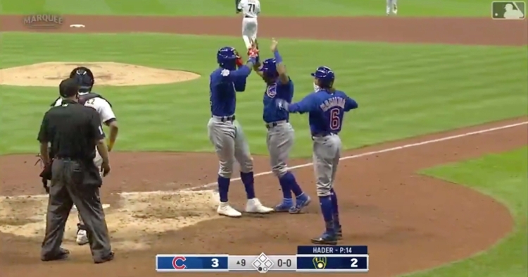 Jason Heyward clobbered a 416-foot three-run shot that put the Cubs up 3-2 in an eventual 4-2 victory.