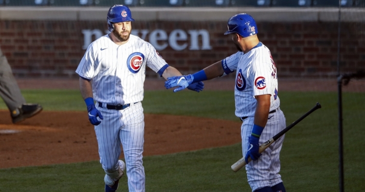 Serving as the Cubs' designated hitter, Jason Kipnis smashed a first-inning home run. (Credit: Kamil Krzaczynski-USA TODAY Sports)