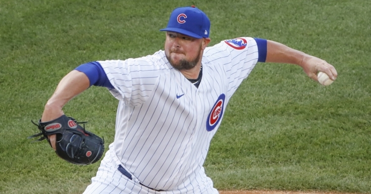 Classy gesture to the fans by Jon Lester (Kami Krzaczynski - USA Today Sports)