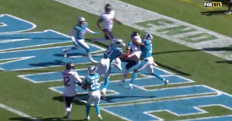 Rookie tight end Cole Kmet hauled in his first touchdown reception as a Bear.