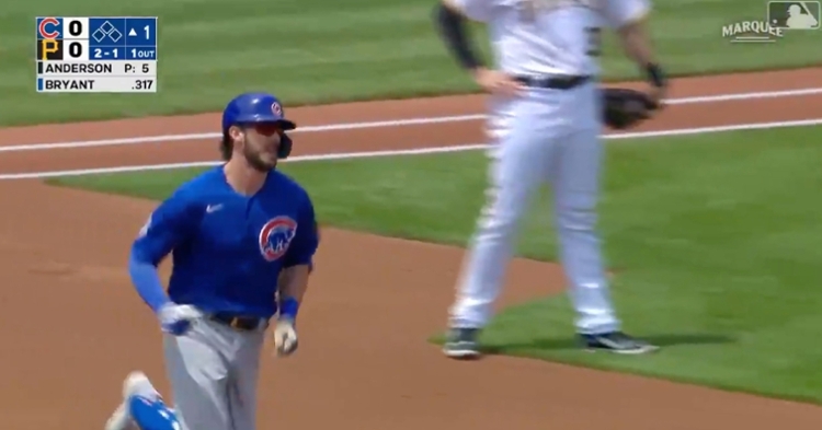 With a first-inning solo shot, Kris Bryant took Tyler Anderson deep for the fourth time in his career.