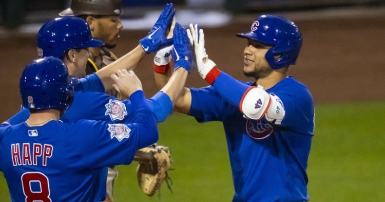 Justin Steele of the Chicago Cubs celebrates against the Milwaukee