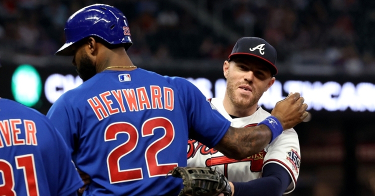 Heyward talking to his good friend Freddie Freeman (Jason Getz - USA Today Sports)