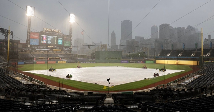 Rain in Pittsburgh delayed the start of Wednesday's Cubs-Pirates game at PNC Park. (Credit: @Cubs on Twitter)