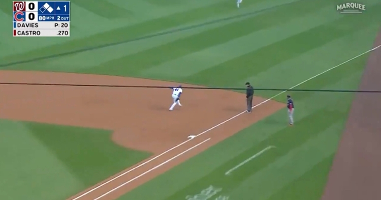 Anthony Rizzo elevated and caught a line drive drilled off the bat of Starlin Castro.