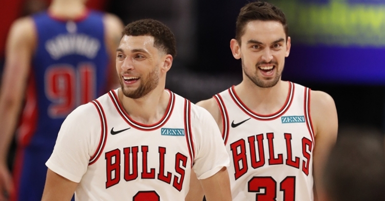 LaVine all smiles against the Pistons (Raj Mehta - USA Today Sports)