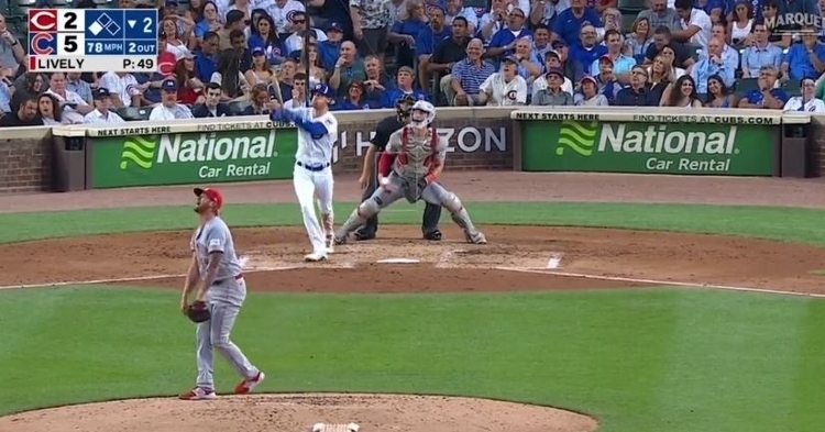 Cody Bellinger damages Wrigley video board with home run