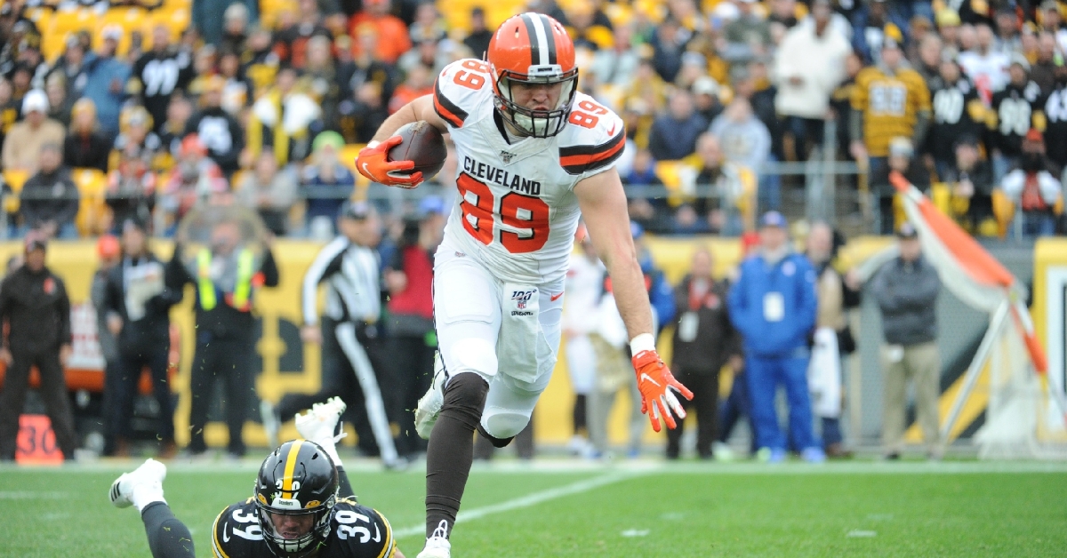 Cleveland Browns tight end Stephen Carlson on the field during the