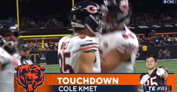 WATCH: Cole Kmet score two touchdowns in first half against Saints