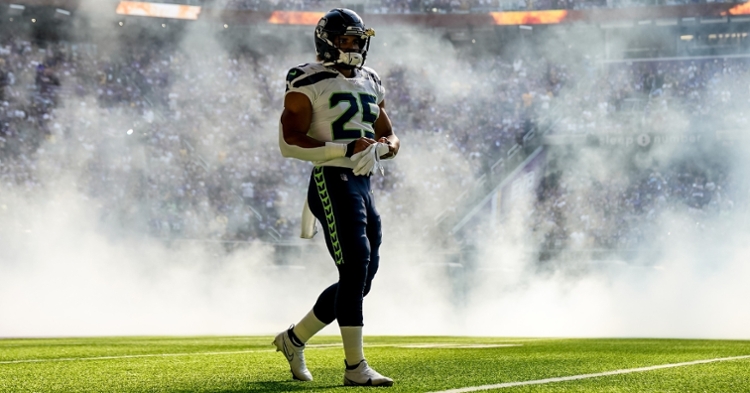 Seattle Seahawks running back Travis Homer (25) during an NFL