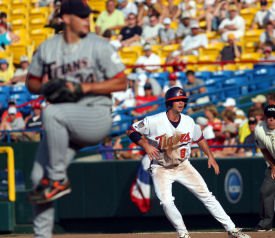 Brad Chalk had two hits for the Tigers. (Photo by Mark Crammer)