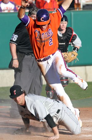 Jason Stolz jumps to avoid the tag.