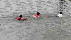 Seniors swim the moat after last practice