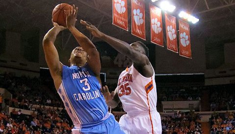 Landry Nnoko had just two points for Clemson in the loss (Photo by Joshua S. Kelly)