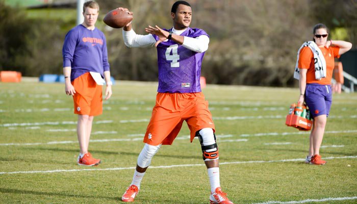 Deshaun Watson took part in a few passing drills.