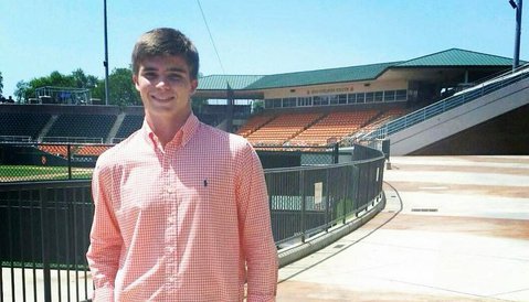 Griffith poses in front of Clemson's new facilities Thursday