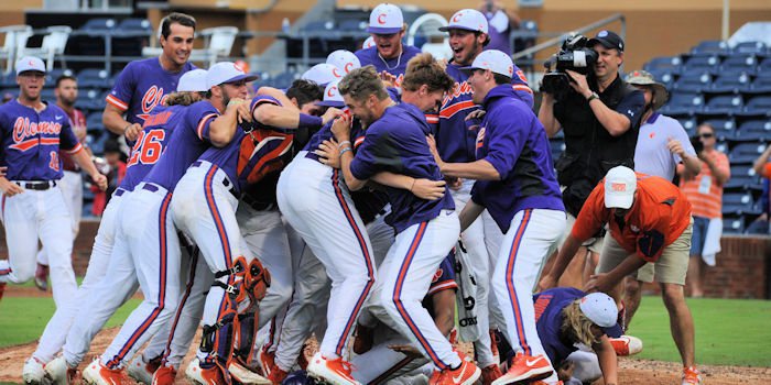 Clemson celebrates its 10th ACC Championship.