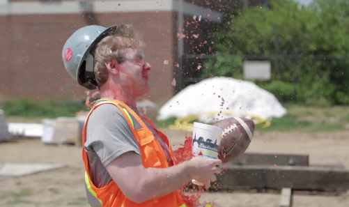 WATCH: Huegel hits FG's into construction zone