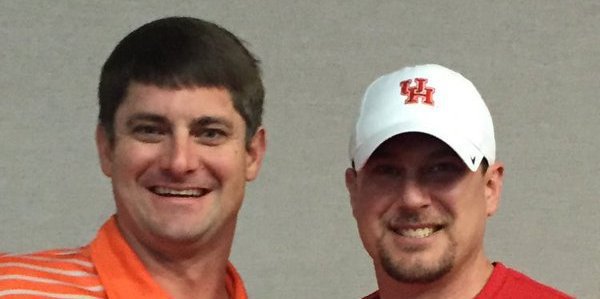 Scott poses with Houston's Tom Herman