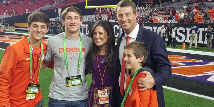 Swinney poses with his family prior to the National Championship